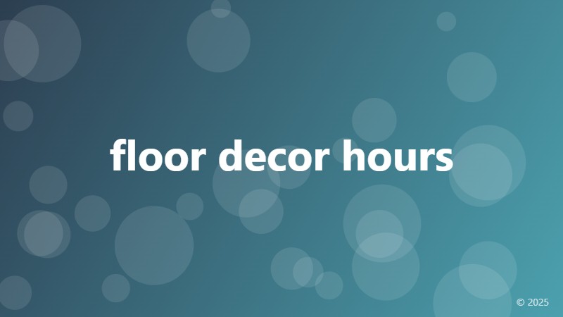 floor decor hours